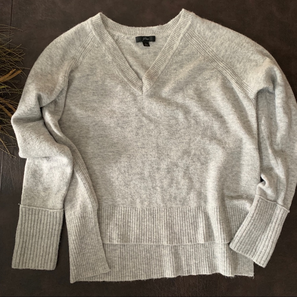 J. Crew Oatmeal V-neck Sweater - L